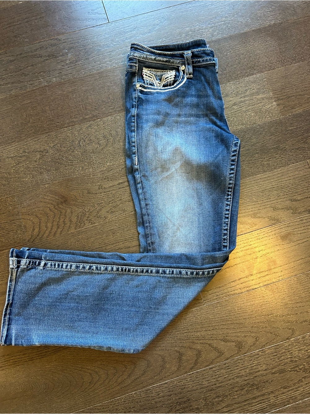Vigoss Dublin Heritage Fit Slim Bling Bootcut Jeans Thick Stitch Pocket (32/33)